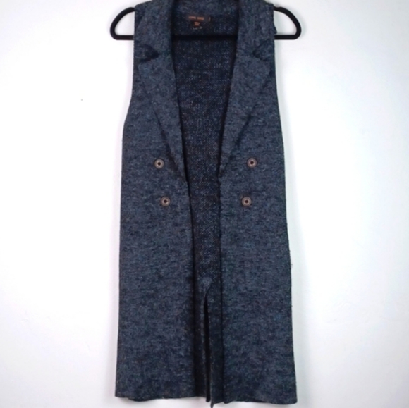 ♥️Bundle Only♥️LOVE TREE DARK GRAY DOUBLE BREASTED CARDIGAN SWEATER DUSTER SZ M - Picture 1 of 13